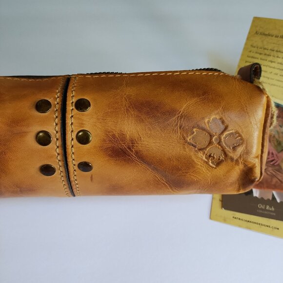 Patricia Nash Isla Oblong Case Riot Rust Leather Pencil Cosmetic Bag NWT - Picture 3 of 16